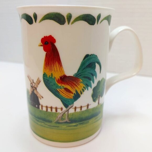 Vintage 1999 Roy Kirkham Rooster Fine Bone TEA/COFFEE MUG FarmHouse collectible - Picture 1 of 3
